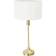 Gold Table Lamps ValueLights Maggie Gold Candlestick with White Fabric Shade Table Lamp