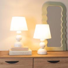 ValueLights Winnie Pair of Cream Fabric Shade Lamps Table Lamp