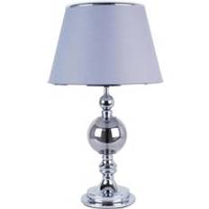 First Choice lighting Chrome and Smoked Glass with Grey Shade Table Lamp