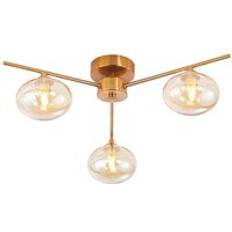 Gold light fitting Happy Homewares Modern Triple Branch Fitting Ceiling Flush Light