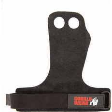 Läder Dragremmar Gorilla Wear 2-Hole Leather Lifting Grips Black