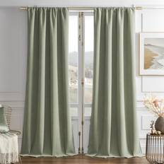 Joydeco Matcha Green Velvet Curtains 96 Inches Long 2 Panels Set