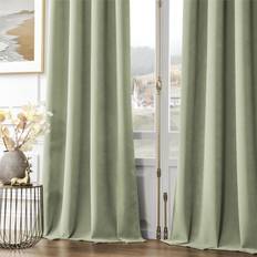 Joydeco Matcha Green Velvet Curtains 84 Inch Length Set of 2
