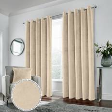 Enhanced Living Hampton Cream Velvet Curtains 90 x 90 Inch
