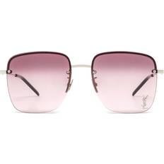Saint Laurent Woman SL 312 M Sunglasses - Metal Silver/Red Squared