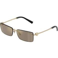 Sunglasses Tiffany Unisex Sunglasses - Metal Gold/Brown Squared Mirrored