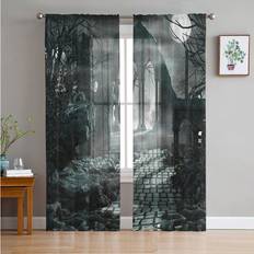 Curtains & Accessories Maxpower Halloween Haunted Mansion Window Curtains W135 x H215 cm x 1 6 pcs