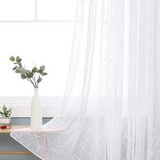 Curtains & Accessories Deconovo Embroidered Line Pattern Sheer Curtains 140 x 180 cm 2 Panels