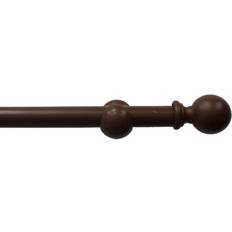 Brown Curtain Rods Caecus FX 240 cm Wooden Walnut Eyelet Curtain Pole