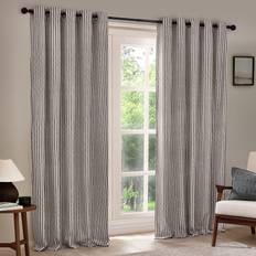 Grey - Stripes Curtains Yard Grey Striped Cotton Eyelet Curtains 229 x 229 cm