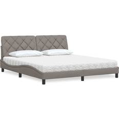 180cm - 200cm Sängpaket vidaXL Säng Med Madrass Taupe 180x200 cm Tyg Sängpaket