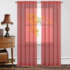 Red Sheer Curtains 84 Inch Length Set of 2