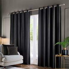 Curtains & Accessories Paoletti Corinthian Black Velvet Eyelet Curtains 137 x 137 cm