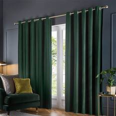 Curtains & Accessories Paoletti Corinthian Green Velvet Eyelet Curtains 183 x 183 cm