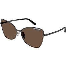 Solglasögon Balenciaga BB0278S 002 Solglasögon Metall Grå Mörk Brun