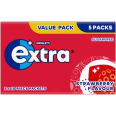 Extra Chewing Gums Extra Extra Strawberry Flavour Sugarfree Chewing Gum 5 x 10 Pieces 70g