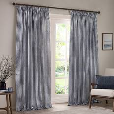 Yard Blue Striped Cotton Pencil Pleat Curtains 229 x 229 cm
