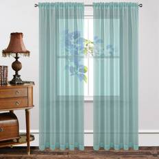 Blue Sheer Curtains 84 Inch Length Set of 2