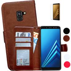 Samsung Galaxy A8 2018 Nahkakotelo Lompakko Vit