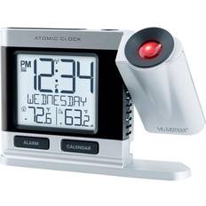 Alarm Clocks LA CROSSE TECHNOLOGY 2.5 in. Silver Atomic Projection Alarm Clock LCD Plug-In