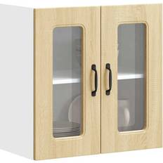 Brown Wall Cabinets vidaXL Kitchen with Glass Door Wall Cabinet