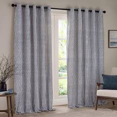 Yard Blue Striped Cotton Eyelet Curtains 168 x 168 cm