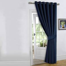 Curtains & Accessories Oxford Homeware Navy Blue Ring Top Door Curtain 66" x 84"