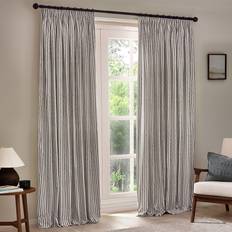 Curtains & Accessories Yard Grey Striped Cotton Pencil Pleat Curtains 229 x 229 cm