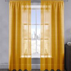 Curtains & Accessories Velosso Alessandria Yellow Shimmer Voile Panel Curtain 137 x 137 cm