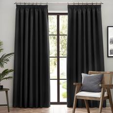 Furn Black Curtains Furn Blackout Pencil Pleat Curtains 117 x 137 cm