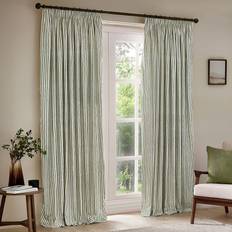 Yard Green Striped Cotton Pencil Pleat Curtains 229 x 229 cm
