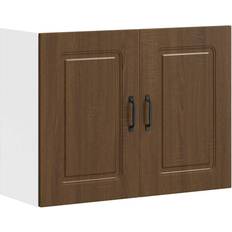 Brown Wall Cabinets vidaXL Kalmar Brown Oak Engineered Wood 80 x 31 x 60 cm Wall Cabinet