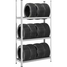 Silver Hyllsystem vidaXL Däckhyllor 3 Lager 2 St Silver 110 x 40 x 200 cm Hyllsystem