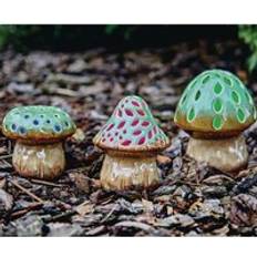 Light Up Solar Powered Ceramic Glaze Toadstool 3 x 14 cm