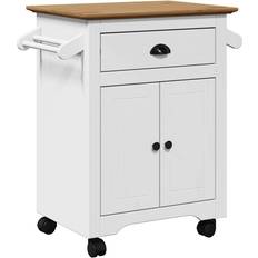 Brown Trolley Tables vidaXL White Brown Kitchen Serving Cart 72 x 45 x 80 cm Trolley Table