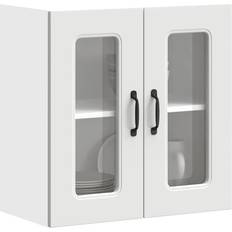 Trä Väggskåp vidaXL Küchen Hängeschrank mit Glastür Kalmar Weiß Holzwerkstoff Wandschrank