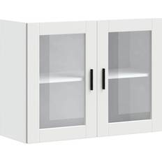 Wood Wall Cabinets vidaXL Küchen Hängeschrank mit Glastür Porto Weiß Wandschrank