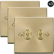 SE Home Satin Brushed Brass Toggle Light Switch 3 Pack