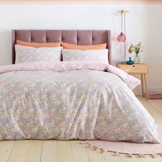 Catherine Lansfield Darcy Floral Reversible Bedding Set Duvet Cover Pink