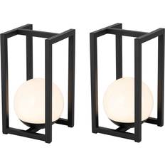 QAZQA Table Lamps QAZQA Set of 2 Outdoor Lamps Black with Touch Rechargeable Table Lamp