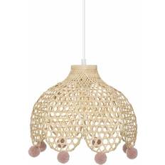 Atmosphera Bambu Taklampa Med Rosa Pompom Pendellampa
