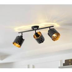 Lindby Taklampa Aralena Svart Guld 3 Lampor 70 cm Takplafond