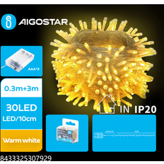 Aigostar Lamper Aigostar 3M Varm Hvid Lyskæde 30 LED LED bånd