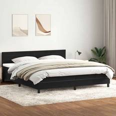 180cm - Svarta Sängpaket vidaXL Resårsäng med Madrass Svart 180x220 cm Sammet Sängpaket