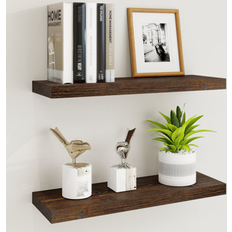 Walnuts Shelves Ophelia & Co Solid Wood Floating 2 Piece Wall Shelf