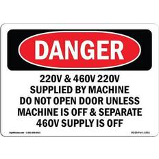 SignMission OSHA Danger Sign 7 x 10 in 220V 460V 220V