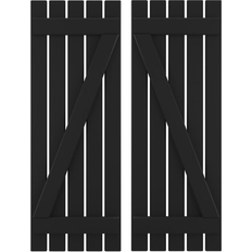 Windows Ekena Millwork 5-Board Black Shutters W x 53-in H 2-Pack Timber Window Shutter Width 12"