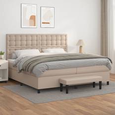 vidaXL Ramsäng Med Bäddmadrass 200x200 cm Konstläder Kontinentalsäng