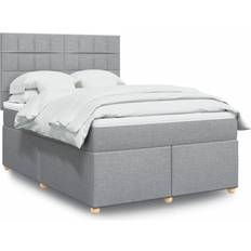 Senge & Madrasser vidaXL Med Madras 140x190 cm Stof Lysegrå Kontinentalseng