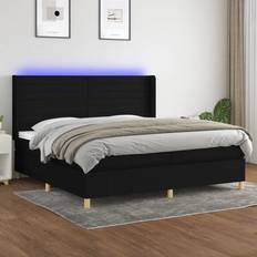 Senge & Madrasser vidaXL med LED-lys 200x200 cm Stof Sort Kontinentalseng